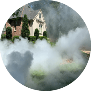 Pest control technician with backpack sprayer