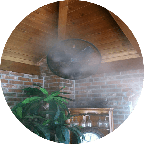 Outdoor misting fan cooling system